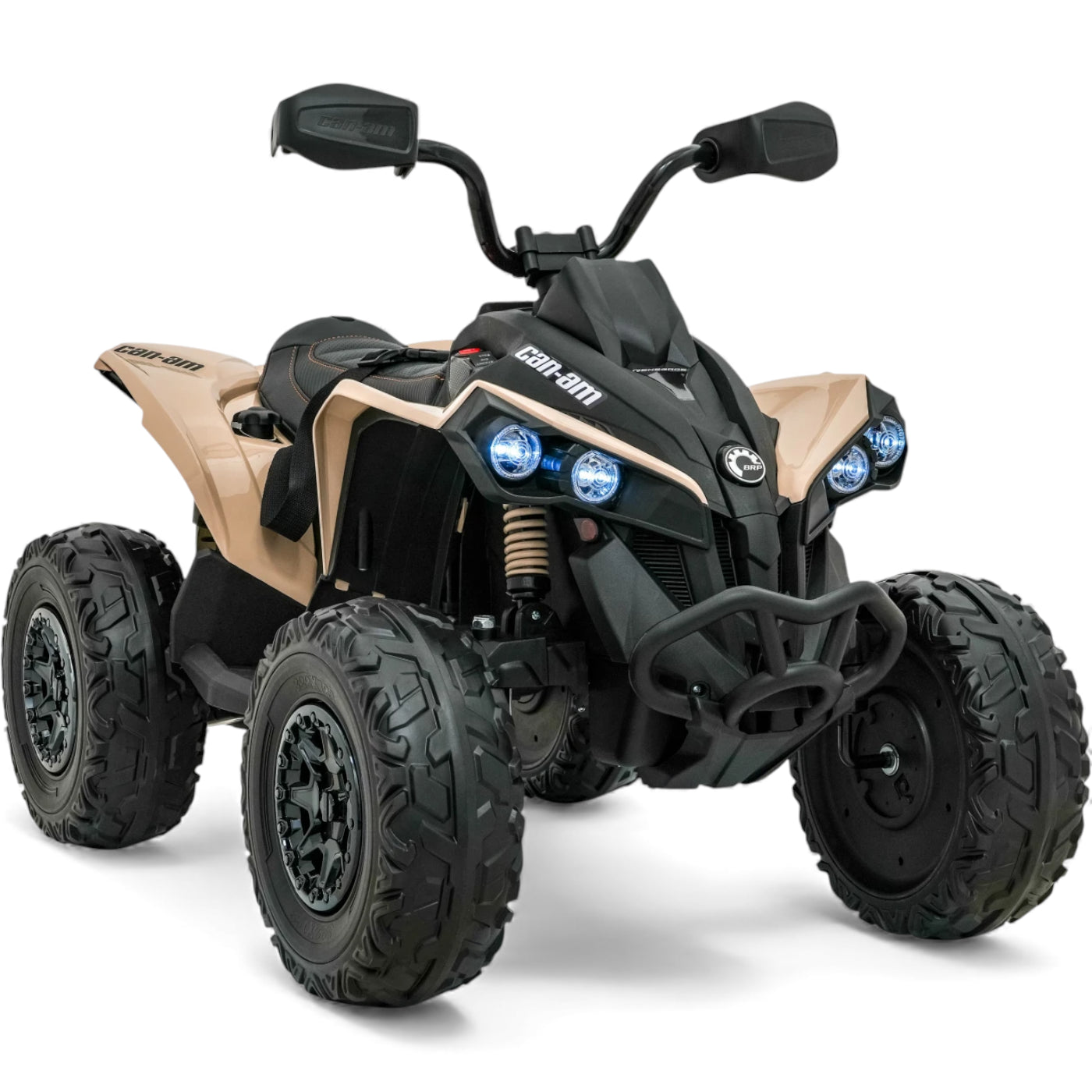 Moto 4 Eléctrica para Niño CAN AM Maverick 24v 2x200w Caqui c/ RUEDAS DE GOMA & ASIENTO DE PIEL
