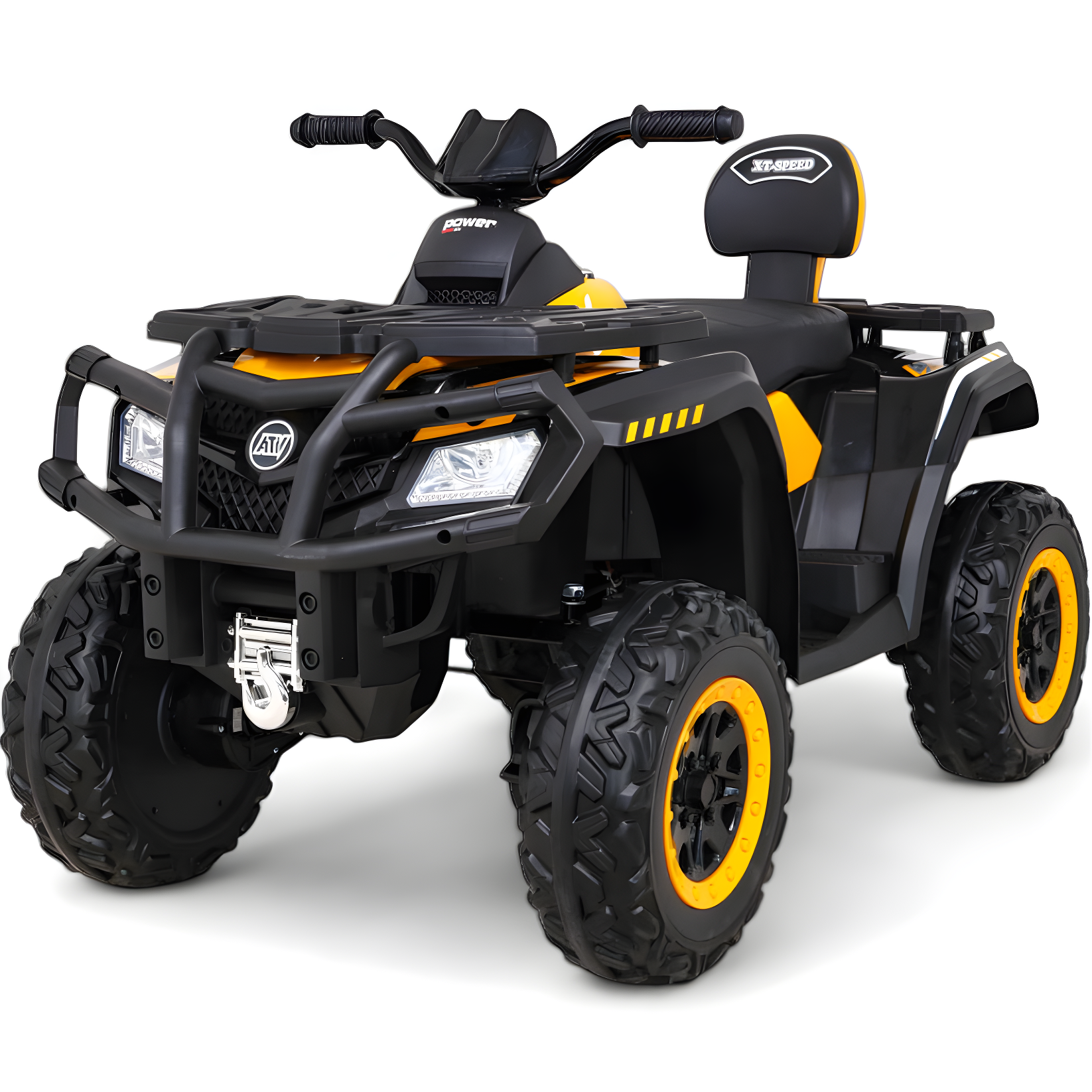 Moto Eléctrica para Niño QUAD XT 4x4 24v Amarilla c/ RODAS DE BORRACHA & ASIENTO EN PELE