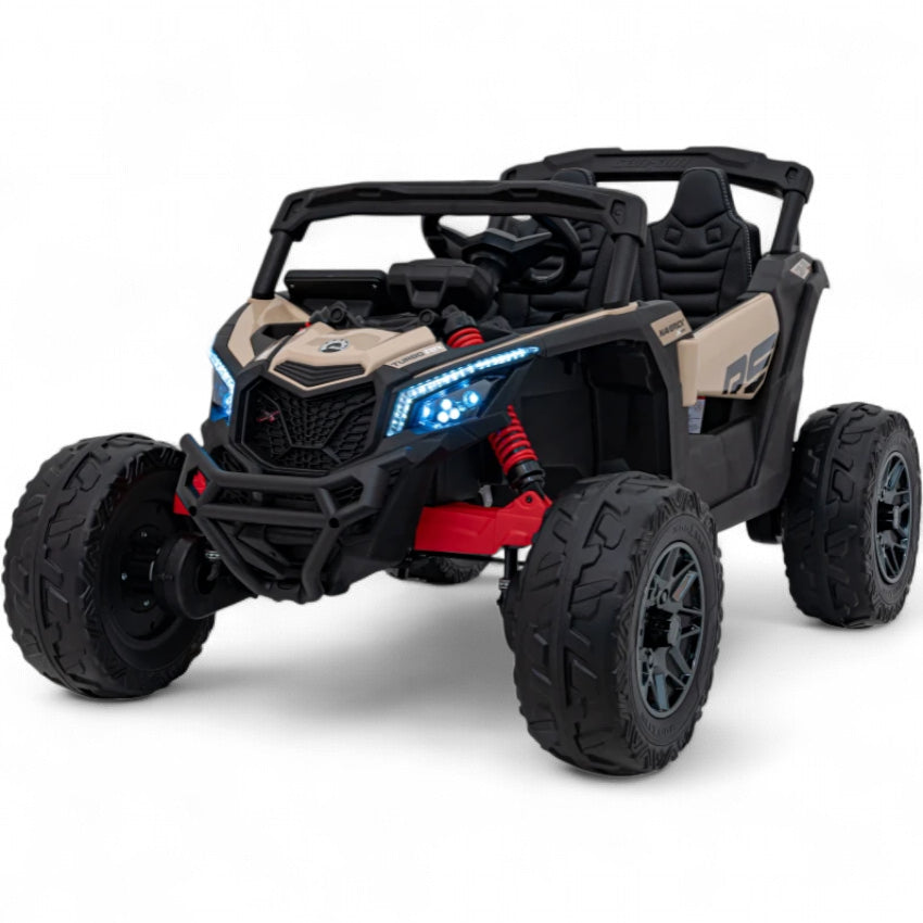 Coche Eléctrico para Niño CAN-AM MAVERICK 4x4 24v Caqui c/ RODAS DE BORRACHA & ASIENTO EN PELE