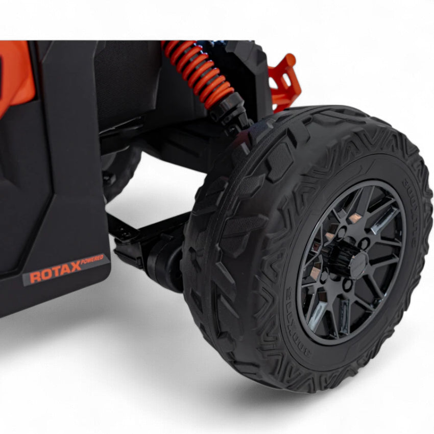 Coche Eléctrico para Niño CAN-AM MAVERICK 4x4 24v Naranja c/ RODAS DE BORRACHA & ASIENTO EN PELE