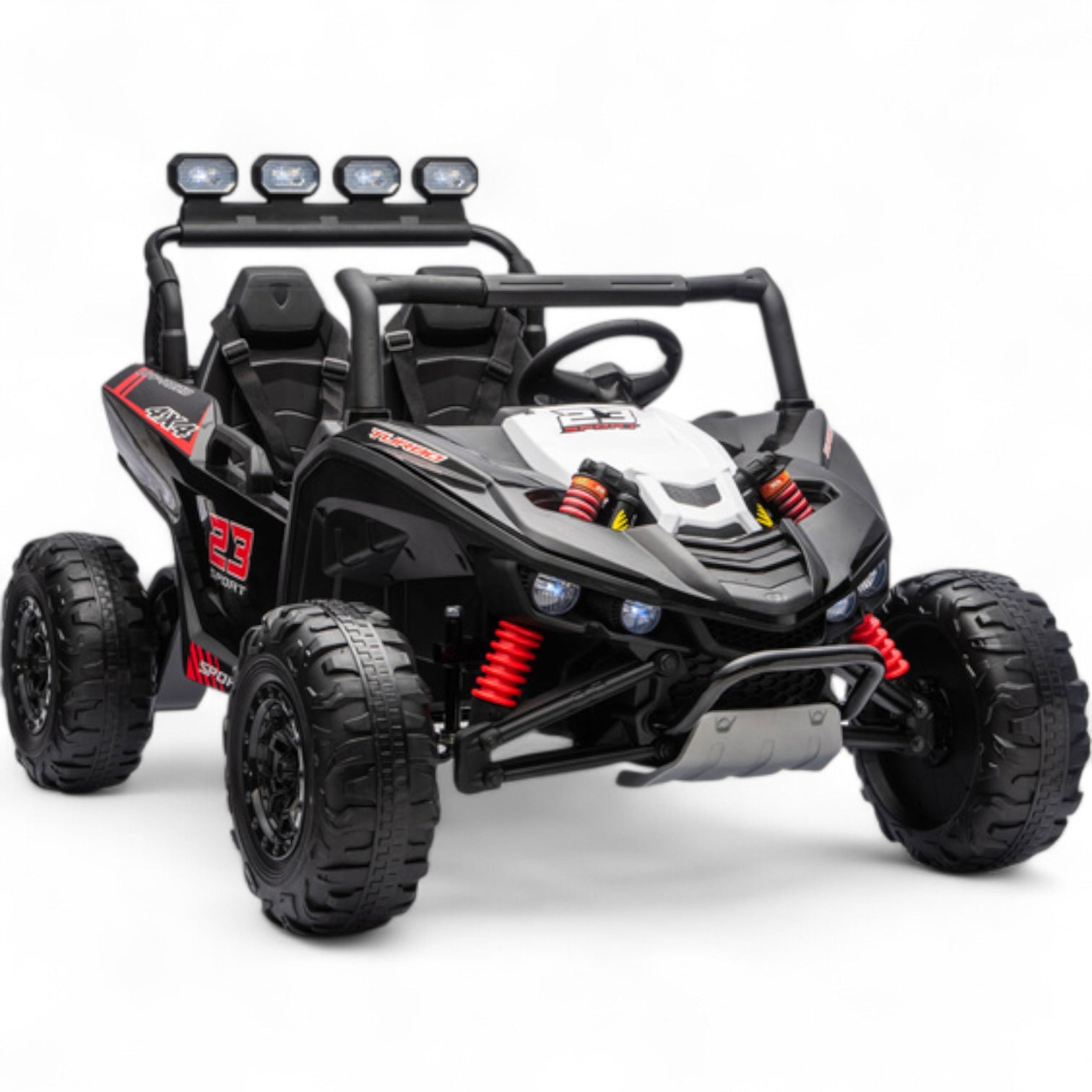 Coche Eléctrico para Niño BUGGY TURBO SPORT 4x4 24v Negro c/ RUEDAS DE GOMA & ASIENTO DE PIEL