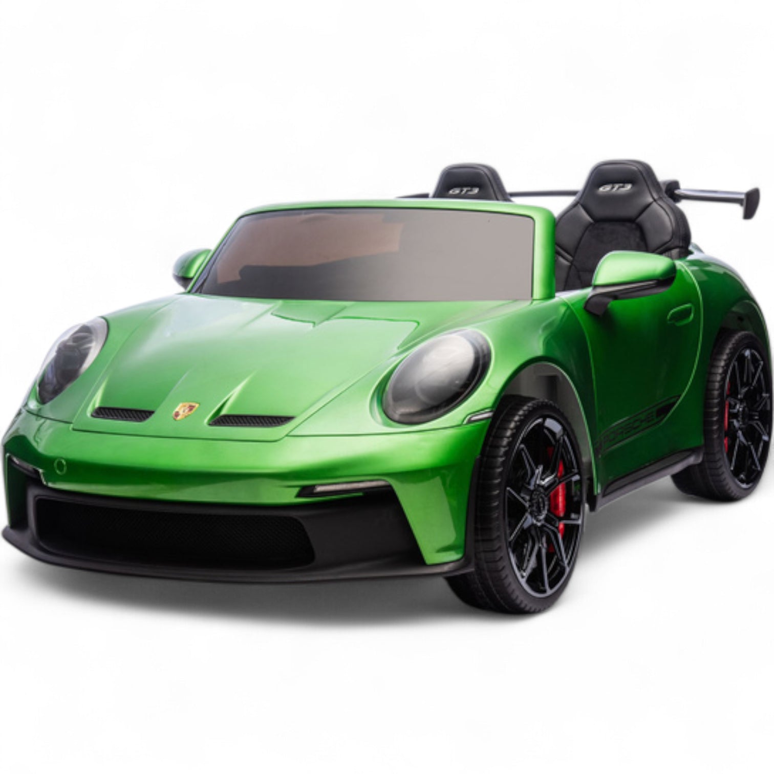 Coche Eléctrico para Niño PORSCHE 911 GT3 24v 4x4 XXL Verde Metalizado c/ MP4, RUEDAS DE GOMA & ASIENTO DE PIEL Y VELUR