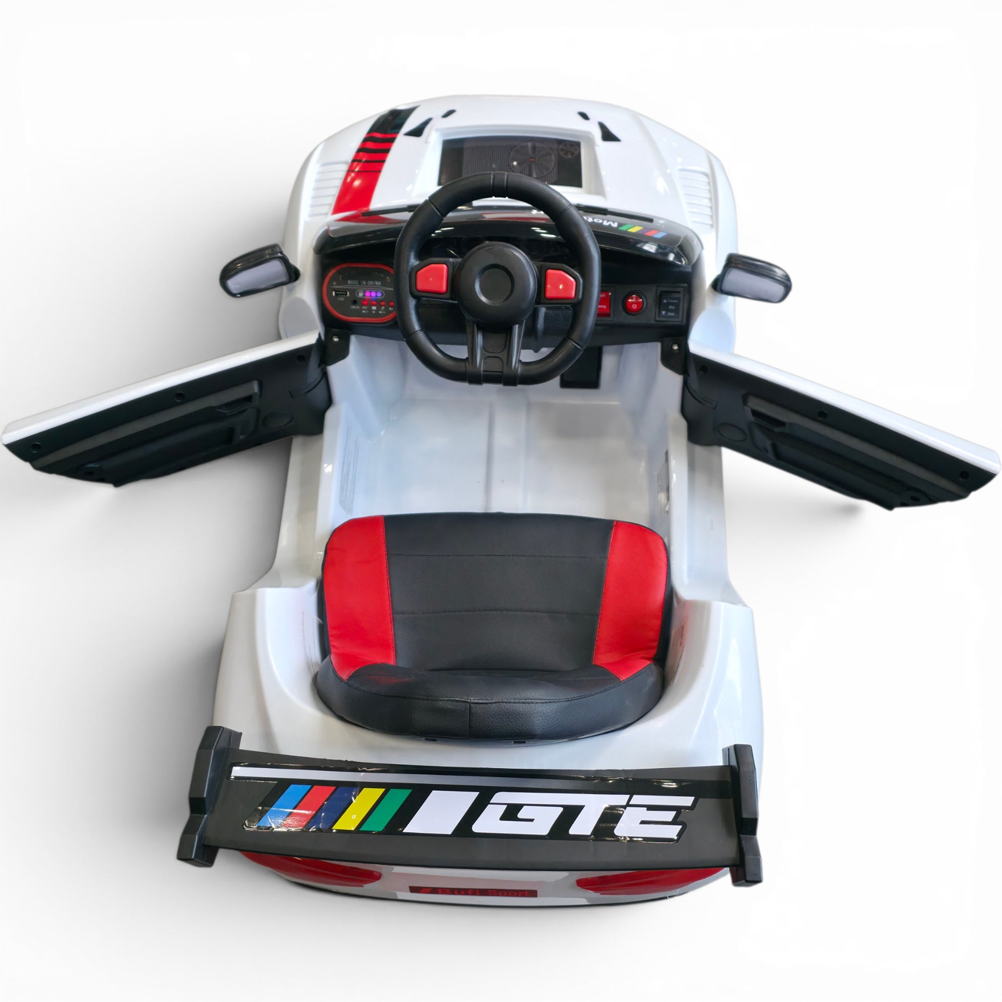 Coche Eléctrico para Niño R8 Style 12v Blanco c/ RUEDAS DE GOMA & ASIENTO DE PIEL