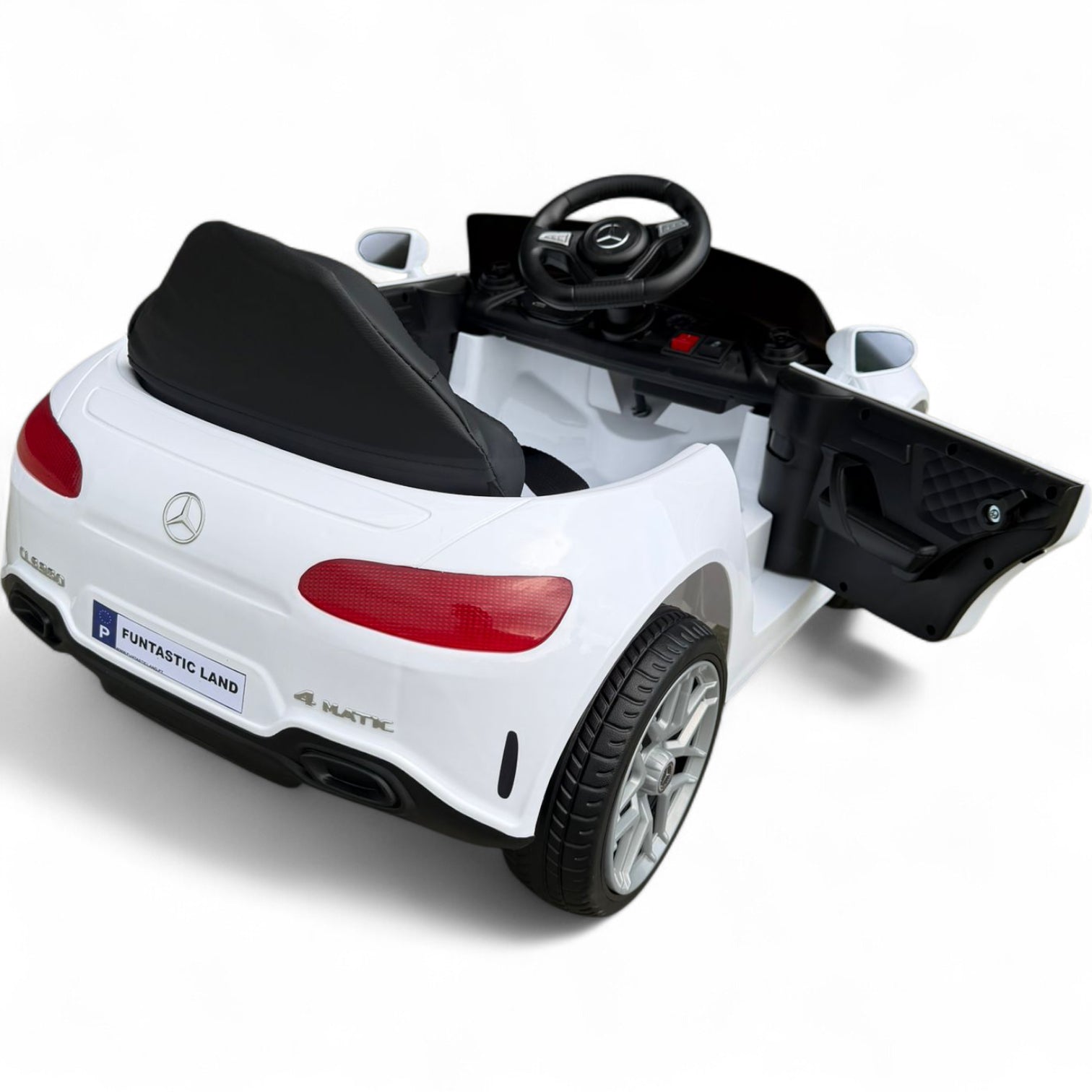 Coche Eléctrico para niño MERCEDES CLS 350 12v BLANCO c/ RODAS DE BORRACHA & ASIENTO EN PELE