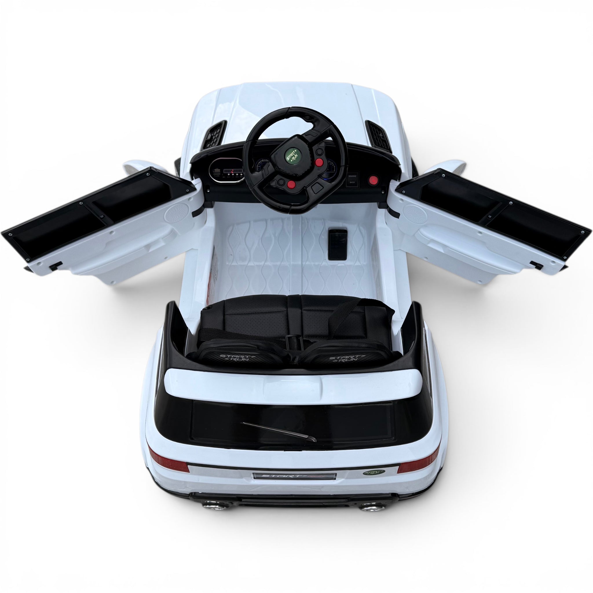 Carro Elétrico para Criança Rover Style 12v Branco c/ RODAS DE BORRACHA & ASSENTO EM PELE