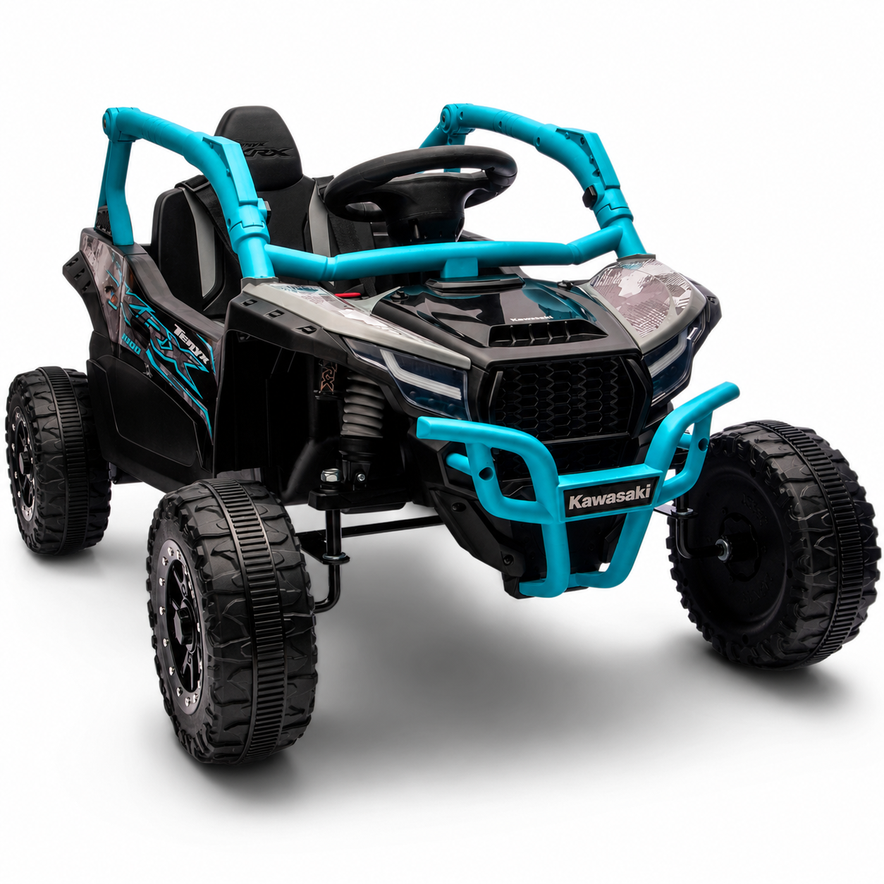 Coche Eléctrico para Niños Buggy KAWASAKI 4x4 12v BATERÍA DE LITIO Azul c/ RUEDAS DE GOMA & ASIENTO DE PIEL