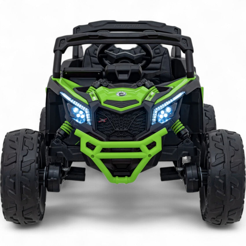 Coche Eléctrico para Niños CAN-AM MAVERICK 4x4 24v Verde c/ RUEDAS DE GOMA & ASIENTO DE PIEL