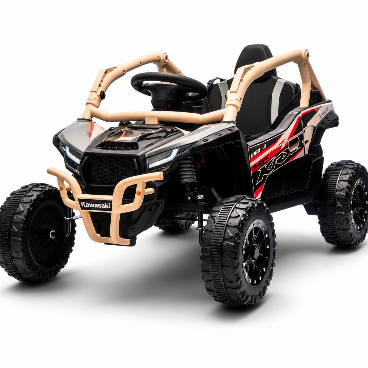 Coche Eléctrico para Niños Buggy KAWASAKI 4x4 12v BATERÍA DE LITIO Khaki c/ RUEDAS DE GOMA & ASIENTO DE PIEL