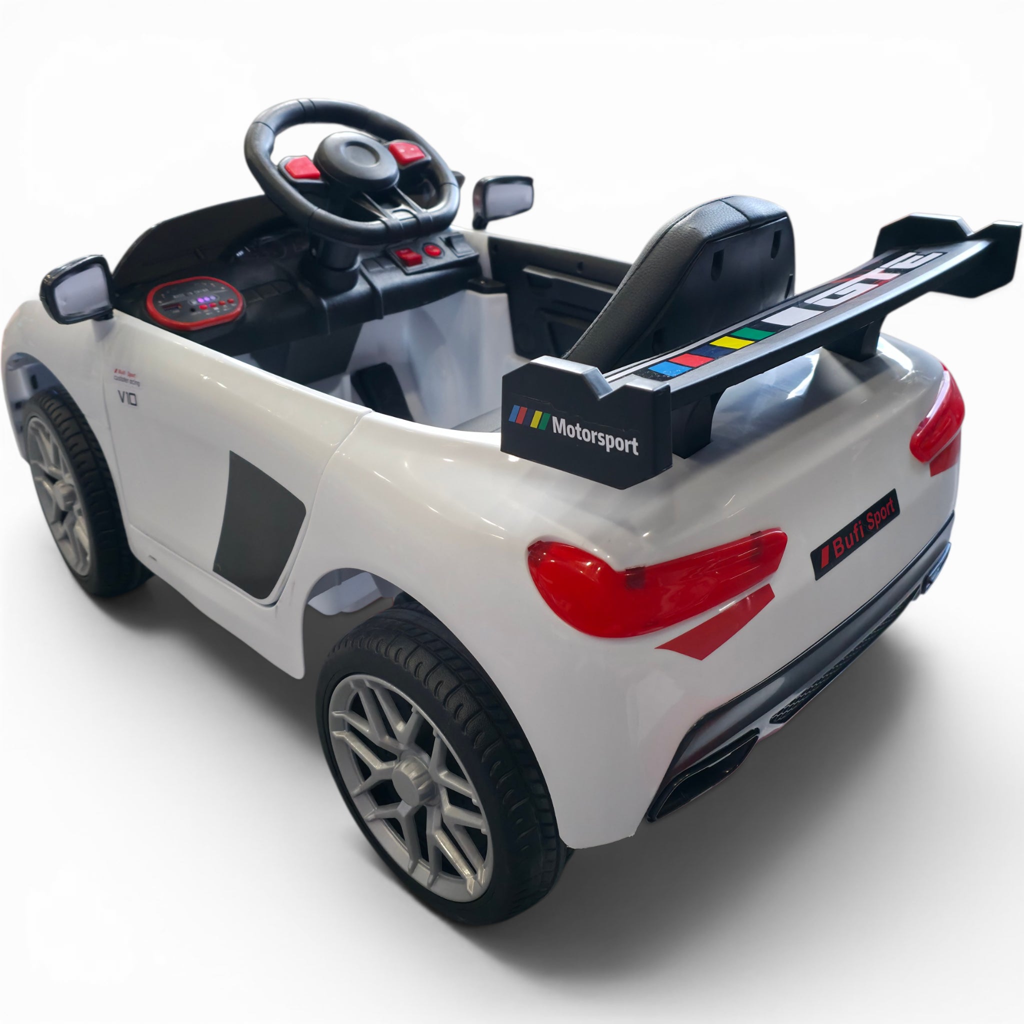 Coche Eléctrico para Niño R8 Style 12v Blanco c/ RUEDAS DE GOMA & ASIENTO DE PIEL