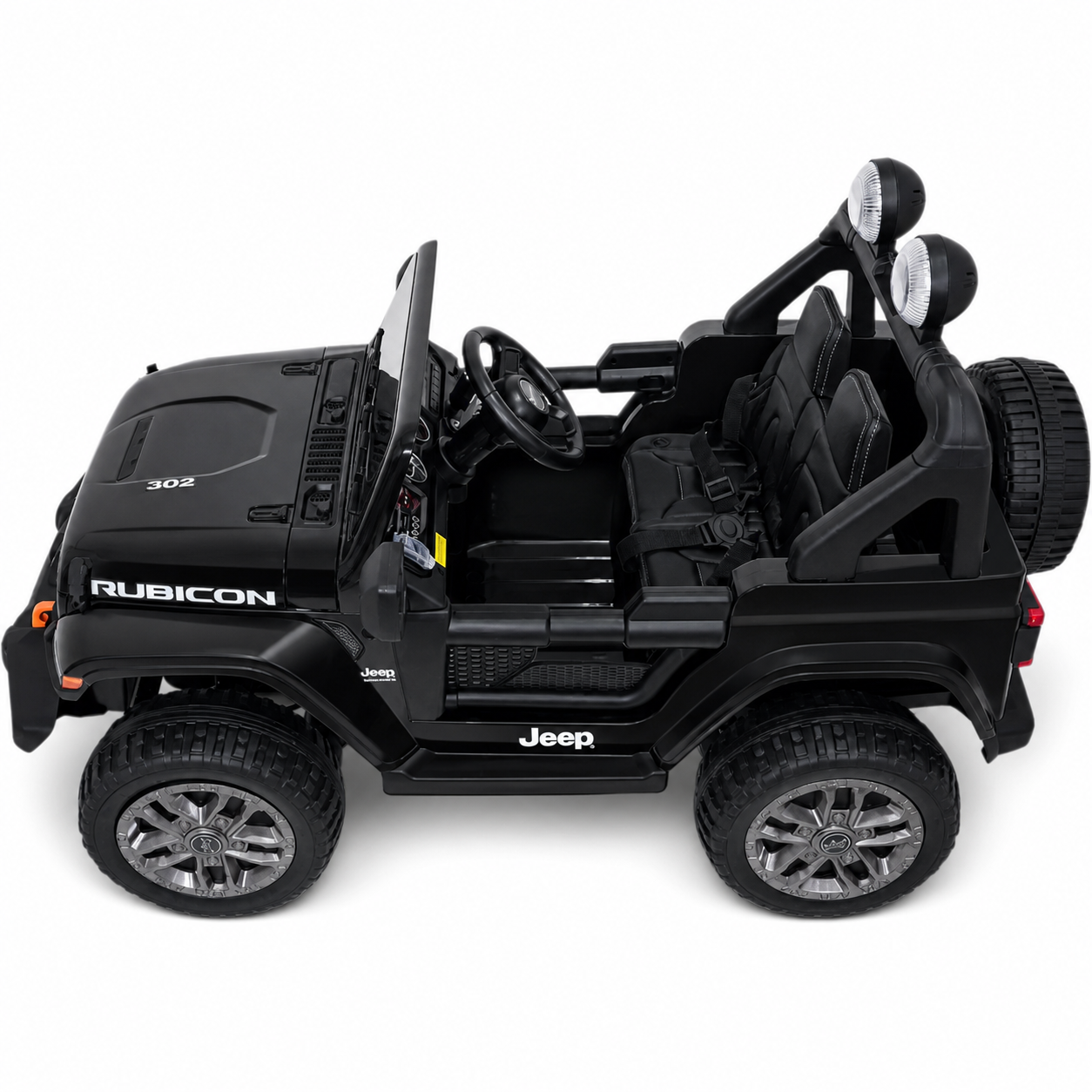 Carro Elétrico para Criança JEEP RUBICON 4x4 24v Preto c/ RODAS DE BORRACHA & ASSENTO EM PELE