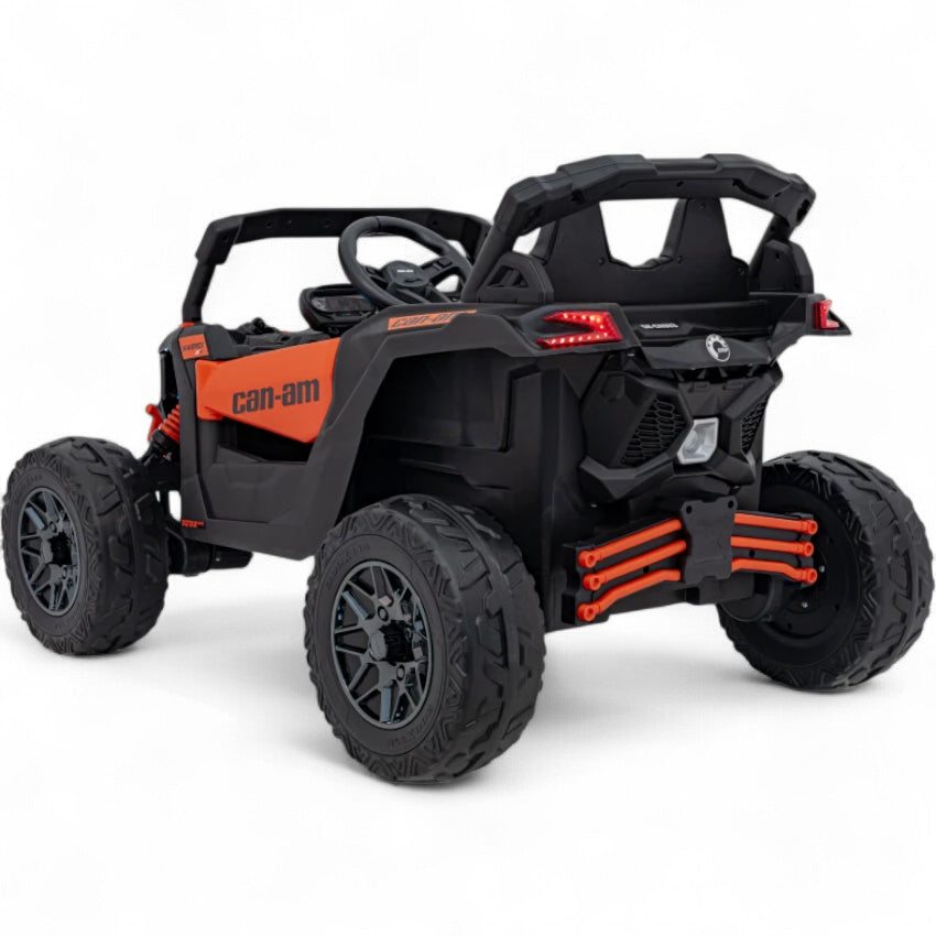 Coche Eléctrico para Niño CAN-AM MAVERICK 4x4 24v Naranja c/ RODAS DE BORRACHA & ASIENTO EN PELE