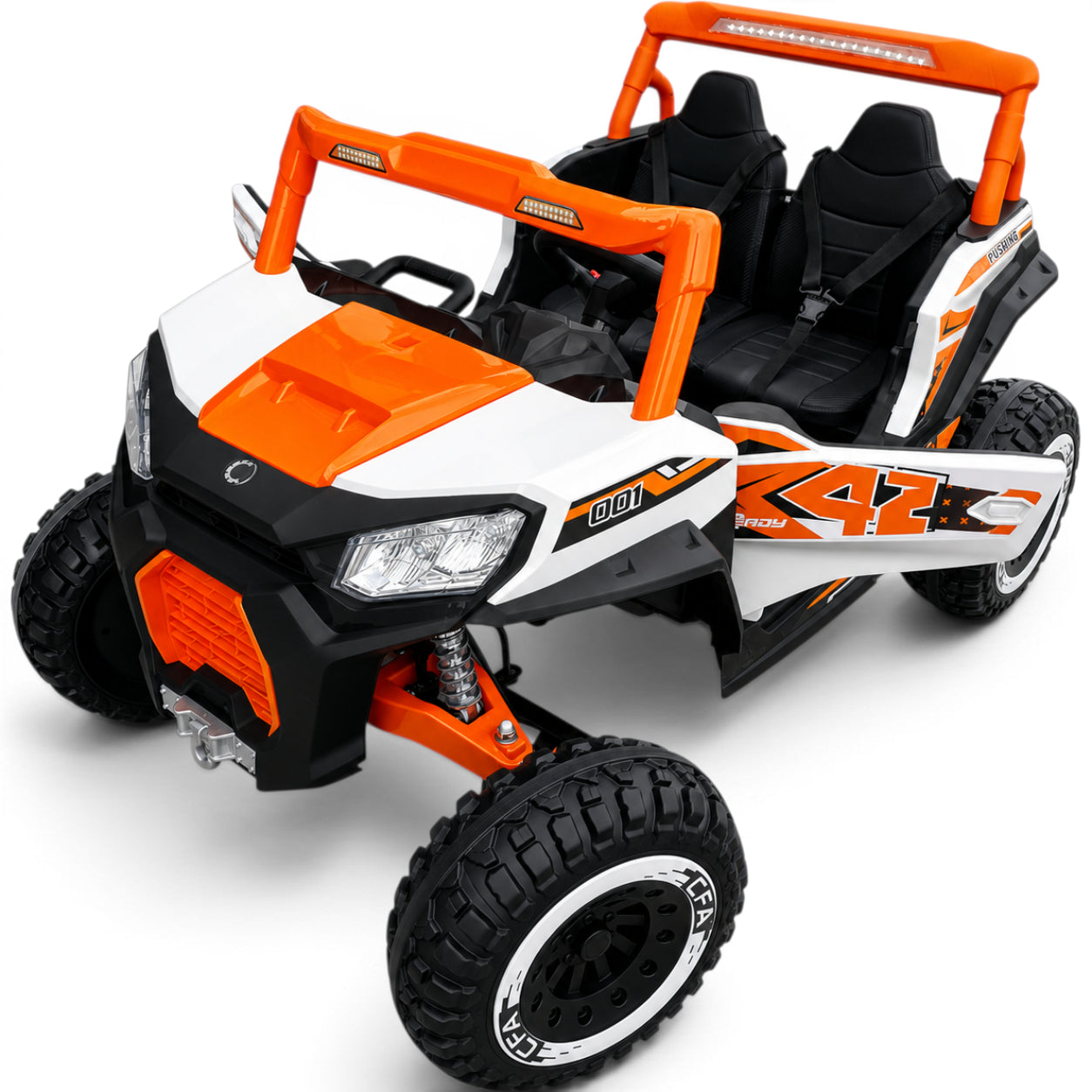 Carro Elétrico para Criança BUGGY PULSATING 4x4 24v Laranja c/ RODAS DE BORRACHA & ASSENTO EM PELE