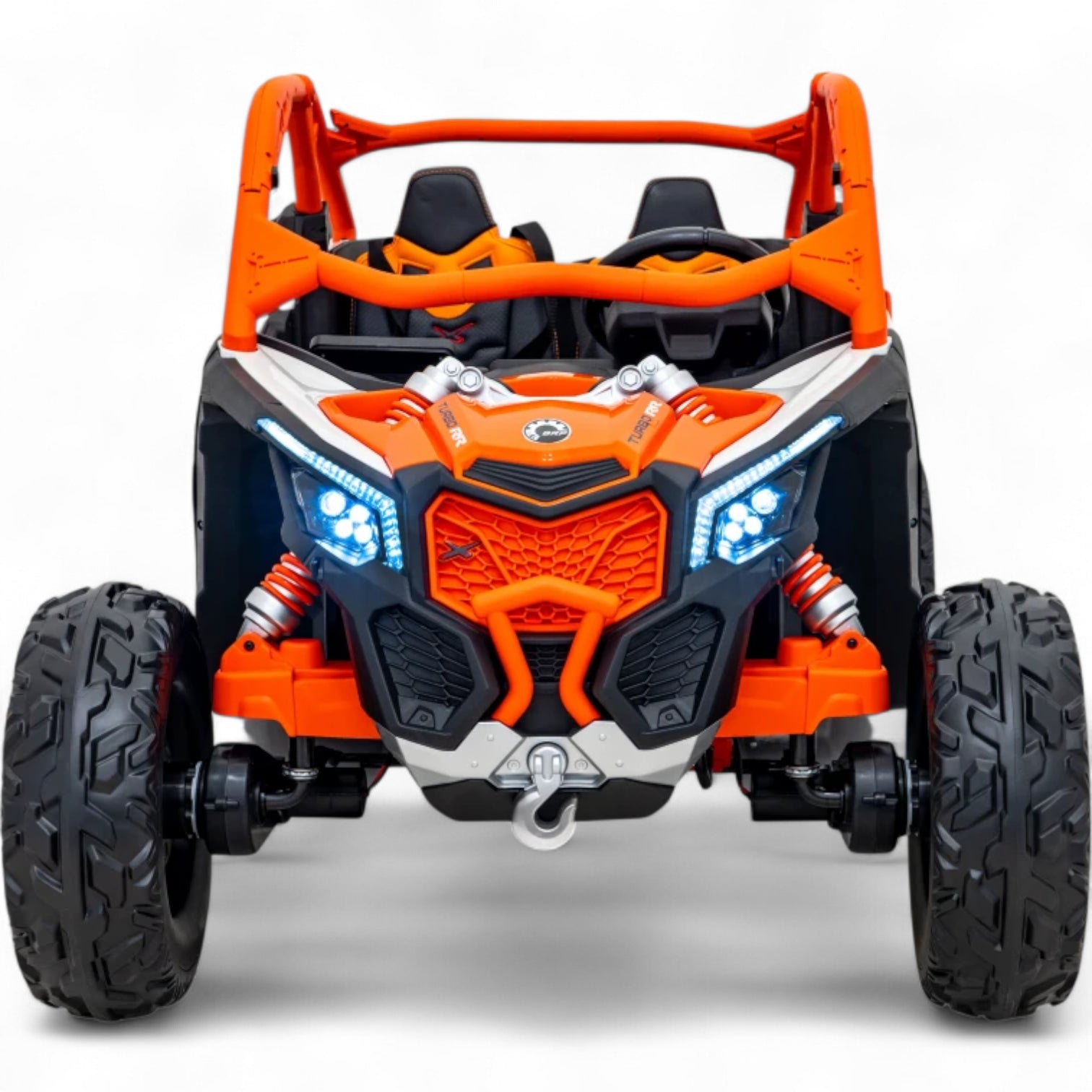 Coche Eléctrico para Niño CAN-AM MAVERICK TURBO RR 4x4 24v Naranja c/ RUEDAS DE GOMA & ASIENTO DE PIEL