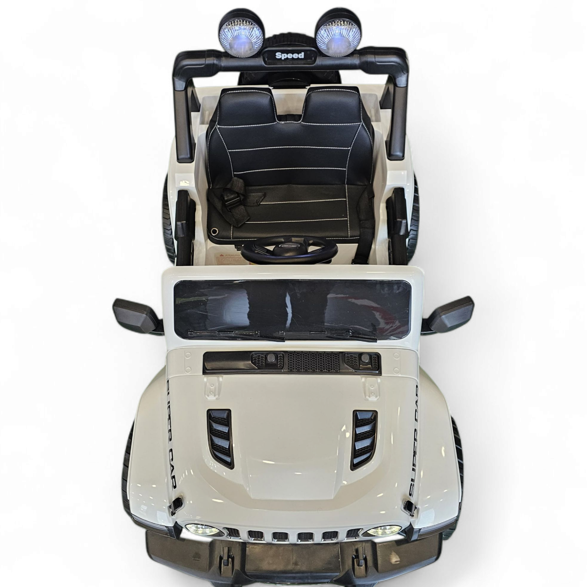 Jeep eléctrico para niños 12v con ruedas de goma y asientos de cuero