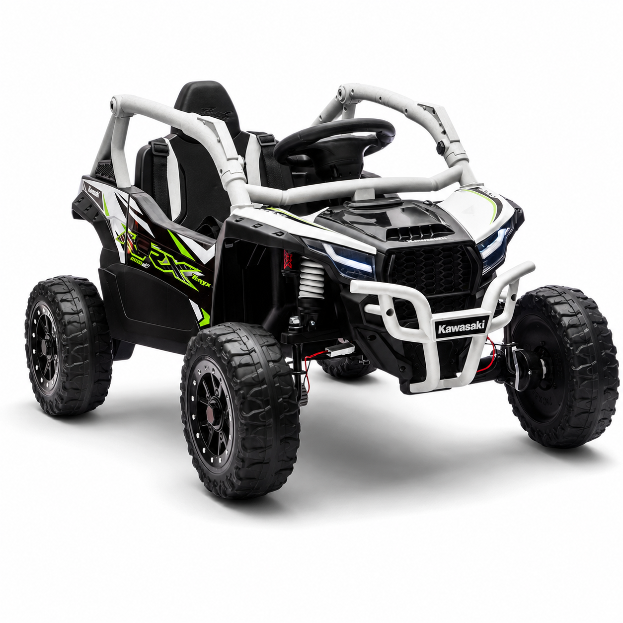 Coche Eléctrico para Niños Buggy KAWASAKI 4x4 12v BATERÍA DE LITIO Blanco c/ RUEDAS DE GOMA & ASIENTO DE PIEL