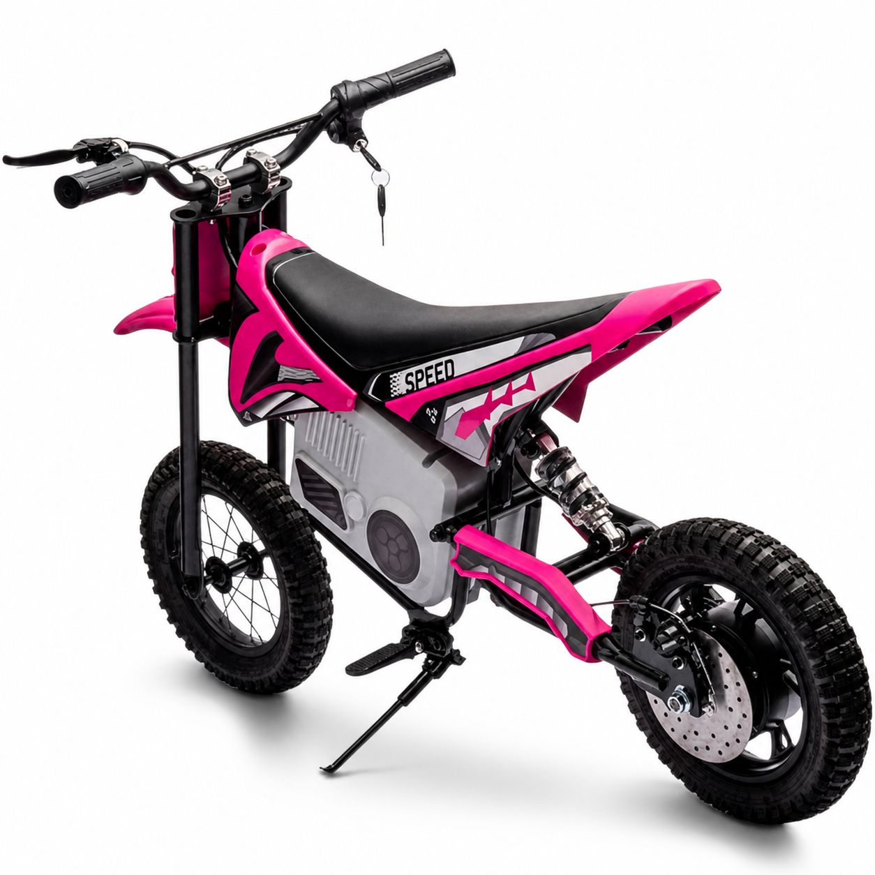 Mota Elétrica para Criança RAPTOR MX 36v Rosa c/ RODAS PNEUMÁTICAS E ASSENTO EM PELE