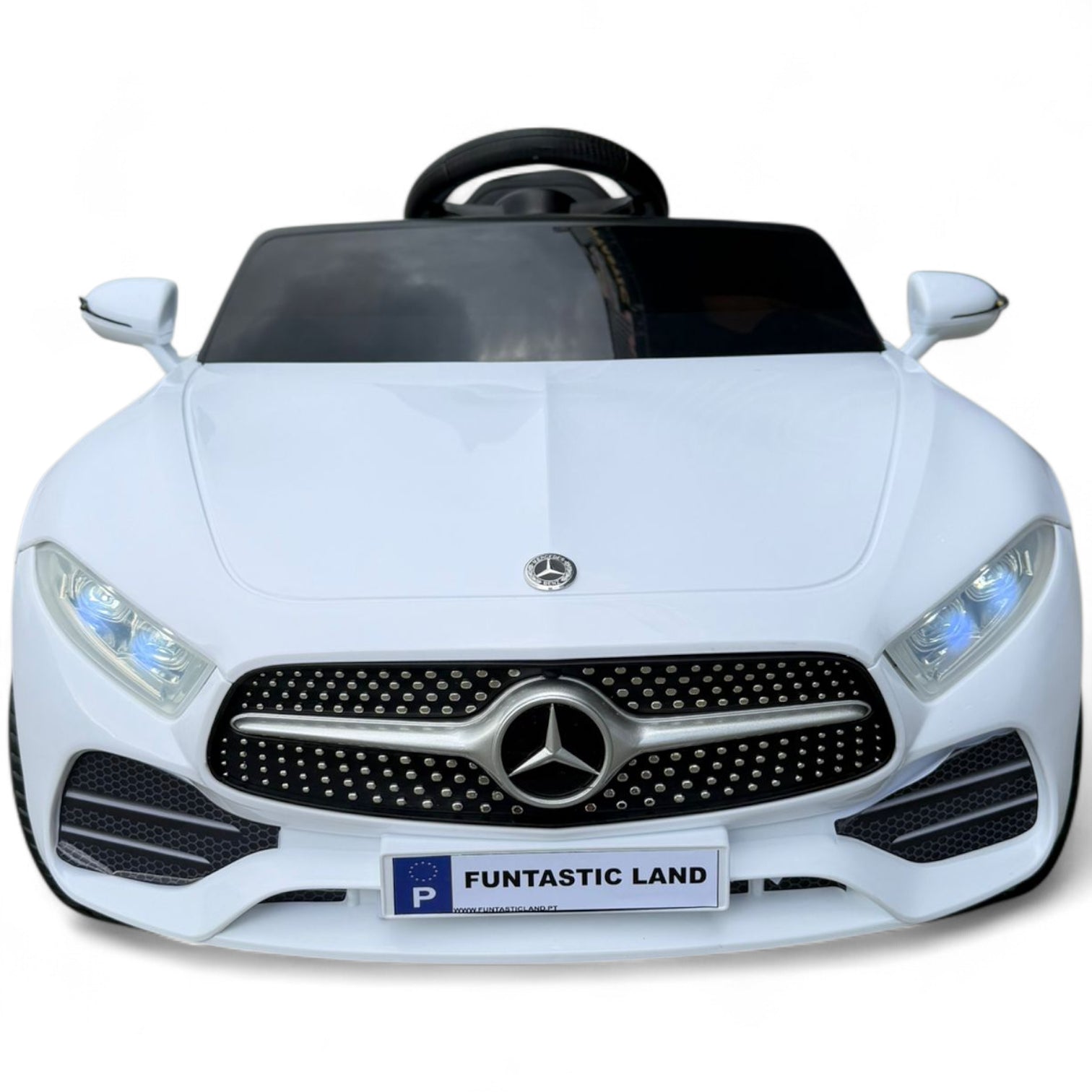 Coche Eléctrico para niño MERCEDES CLS 350 12v BLANCO c/ RODAS DE BORRACHA & ASIENTO EN PELE