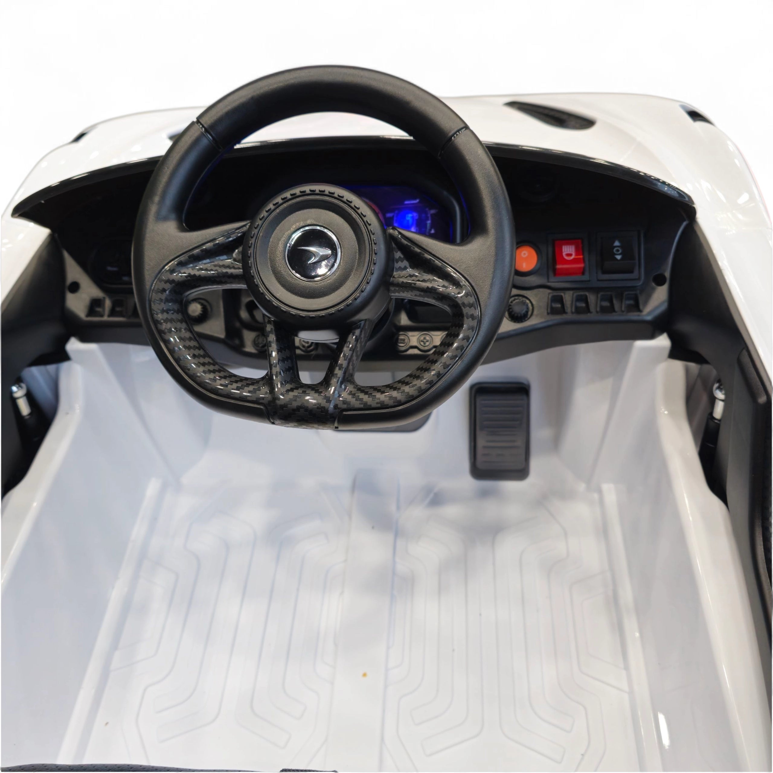 Coche Eléctrico para Niños McLaren 12v Blanco c/ RUEDAS DE GOMA & ASIENTO DE PIEL