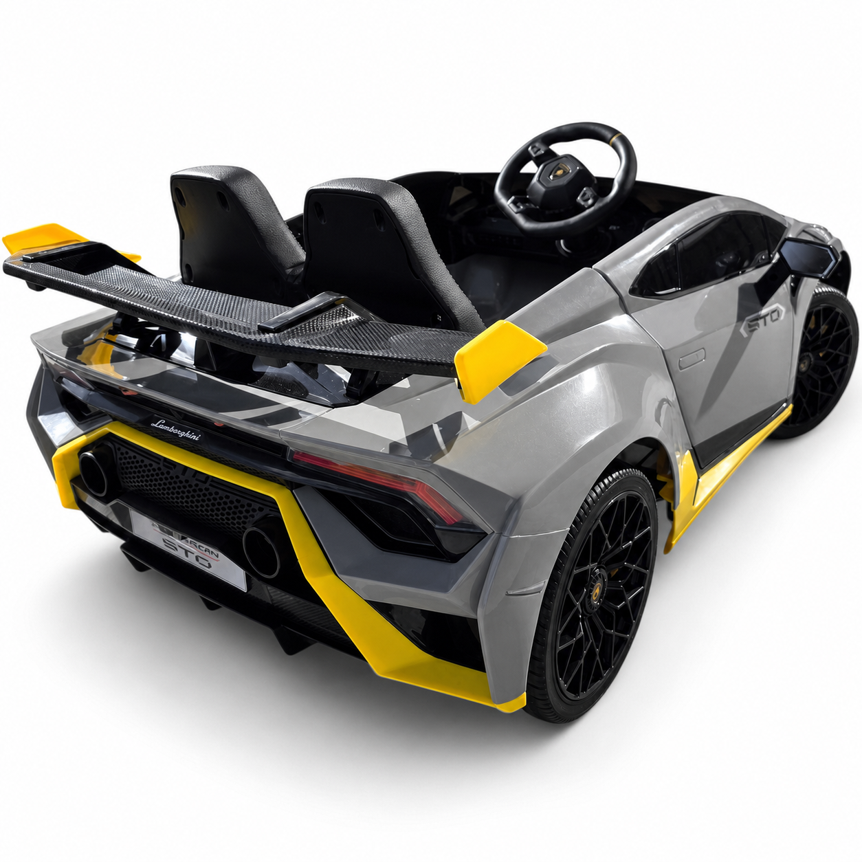 Coche Eléctrico para Niños LAMBORGHINI STO 12v Gris con RUEDAS DE GOMA y ASIENTO DE PIEL
