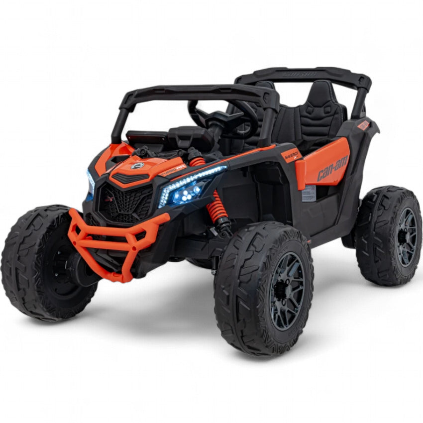 Coche Eléctrico para Niño CAN-AM MAVERICK 4x4 24v Naranja c/ RODAS DE BORRACHA & ASIENTO EN PELE