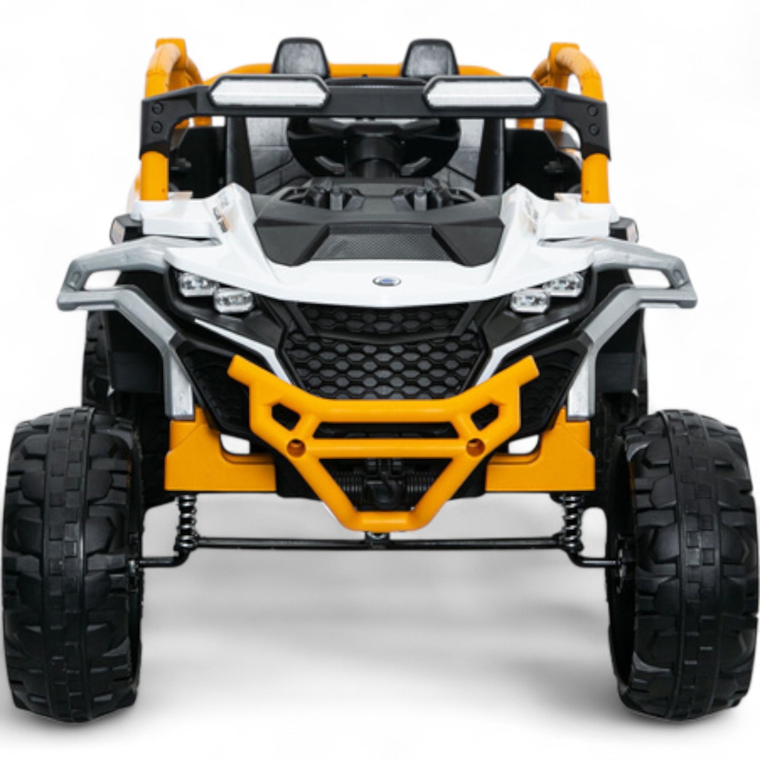 Coche Eléctrico para Niño Buggy Speed Blanco y Amarillo 12v c/ RODAS DE BORRACHA & ASIENTO EN PELE