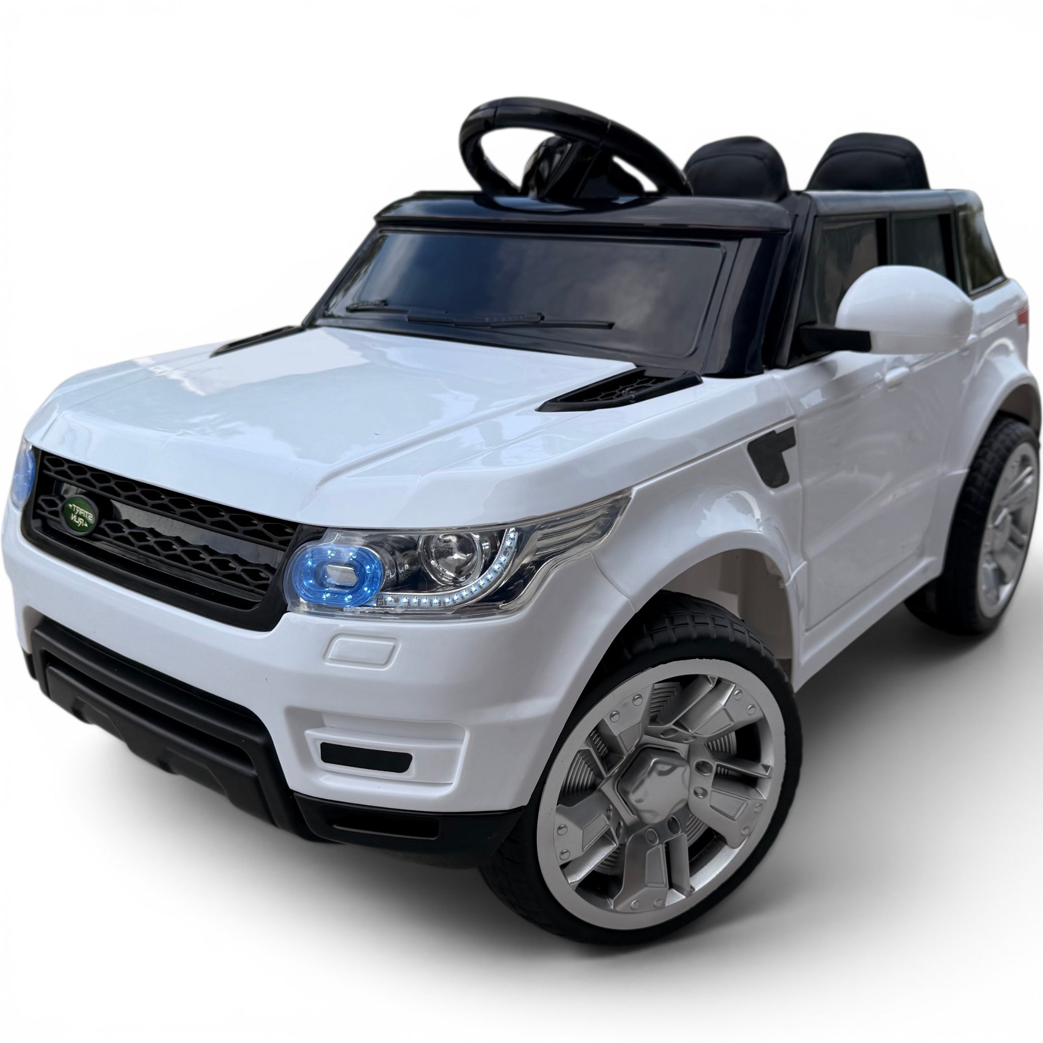 Carro Elétrico para Criança Rover Style 12v Branco c/ RODAS DE BORRACHA & ASSENTO EM PELE