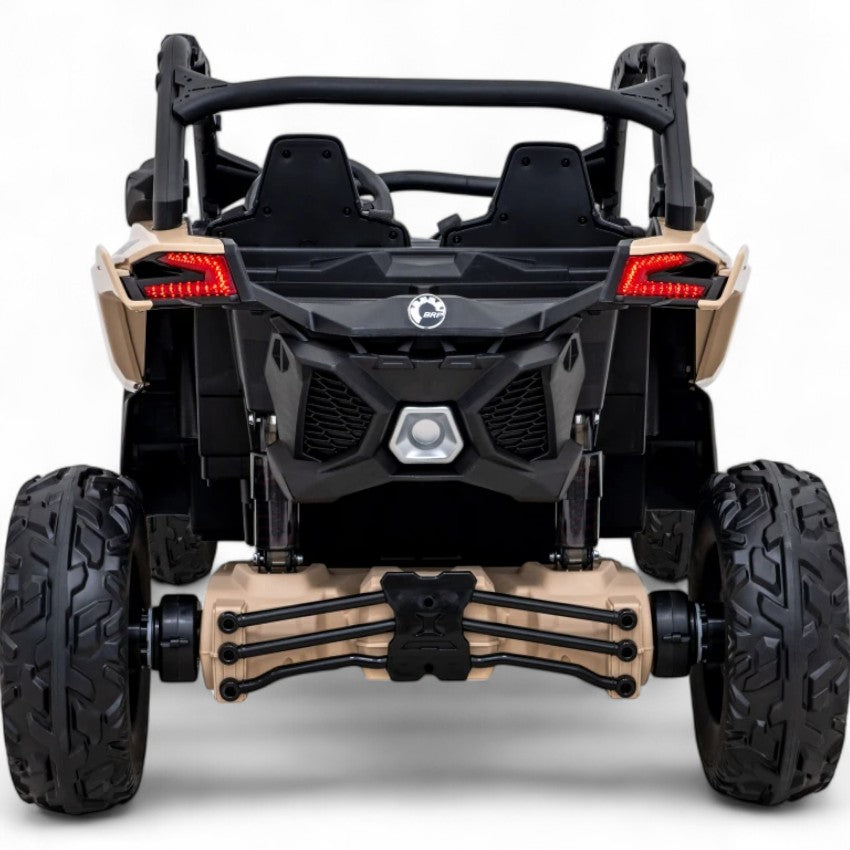 Coche Eléctrico para Niño CAN-AM MAVERICK TURBO RR 4x4 24v Caqui c/ RUEDAS DE GOMA & ASIENTO DE PIEL