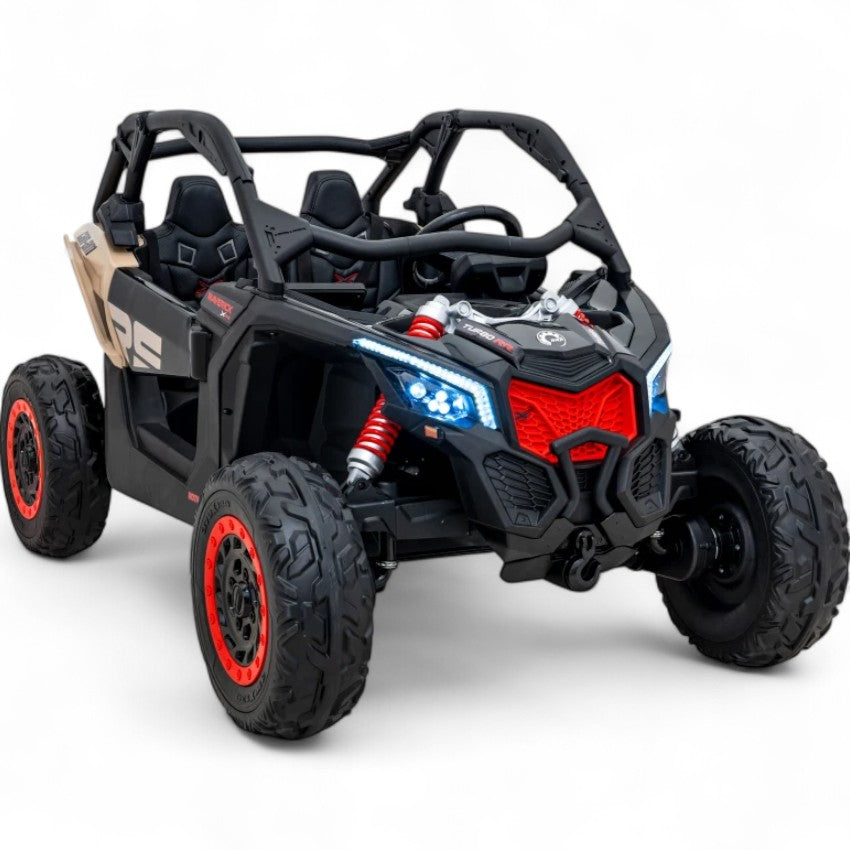 Coche Eléctrico para Niño CAN-AM MAVERICK TURBO RR 4x4 24v Caqui c/ RUEDAS DE GOMA & ASIENTO DE PIEL