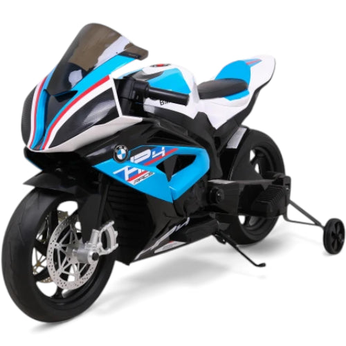 Moto Eléctrica para Niño BMW HP4 12v Azul c/ RUEDAS DE GOMA & ASIENTO DE PIEL