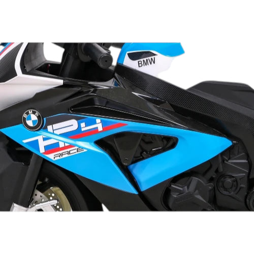Moto Eléctrica para Niño BMW HP4 12v Azul c/ RUEDAS DE GOMA & ASIENTO DE PIEL