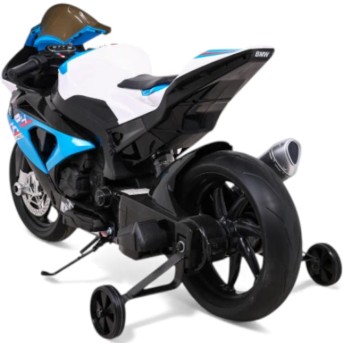 Moto Eléctrica para Niño BMW HP4 12v Azul c/ RUEDAS DE GOMA & ASIENTO DE PIEL