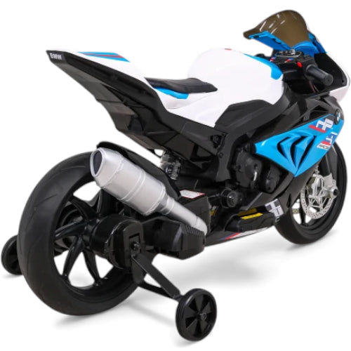 Moto Eléctrica para Niño BMW HP4 12v Azul c/ RUEDAS DE GOMA & ASIENTO DE PIEL
