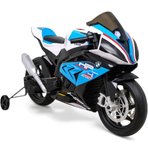 Moto Eléctrica para Niño BMW HP4 12v Azul c/ RUEDAS DE GOMA & ASIENTO DE PIEL