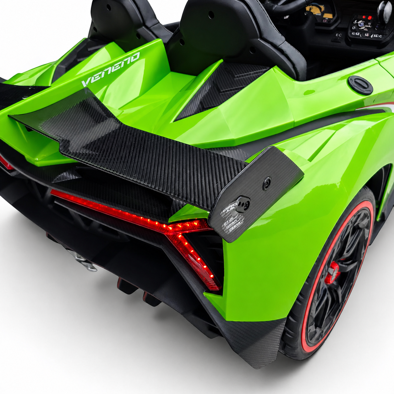 Carro Elétrico para Criança LAMBORGHINI VENENO 4x4 12v Verde 2 LUGARES c/ RODAS DE BORRACHA & ASSENTO EM PELE