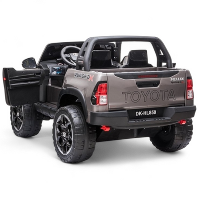 Coche Eléctrico para Niños TOYOTA HILUX Gris Metalizado 12v 4x4 c/ RUEDAS DE GOMA & ASIENTO DE PIEL