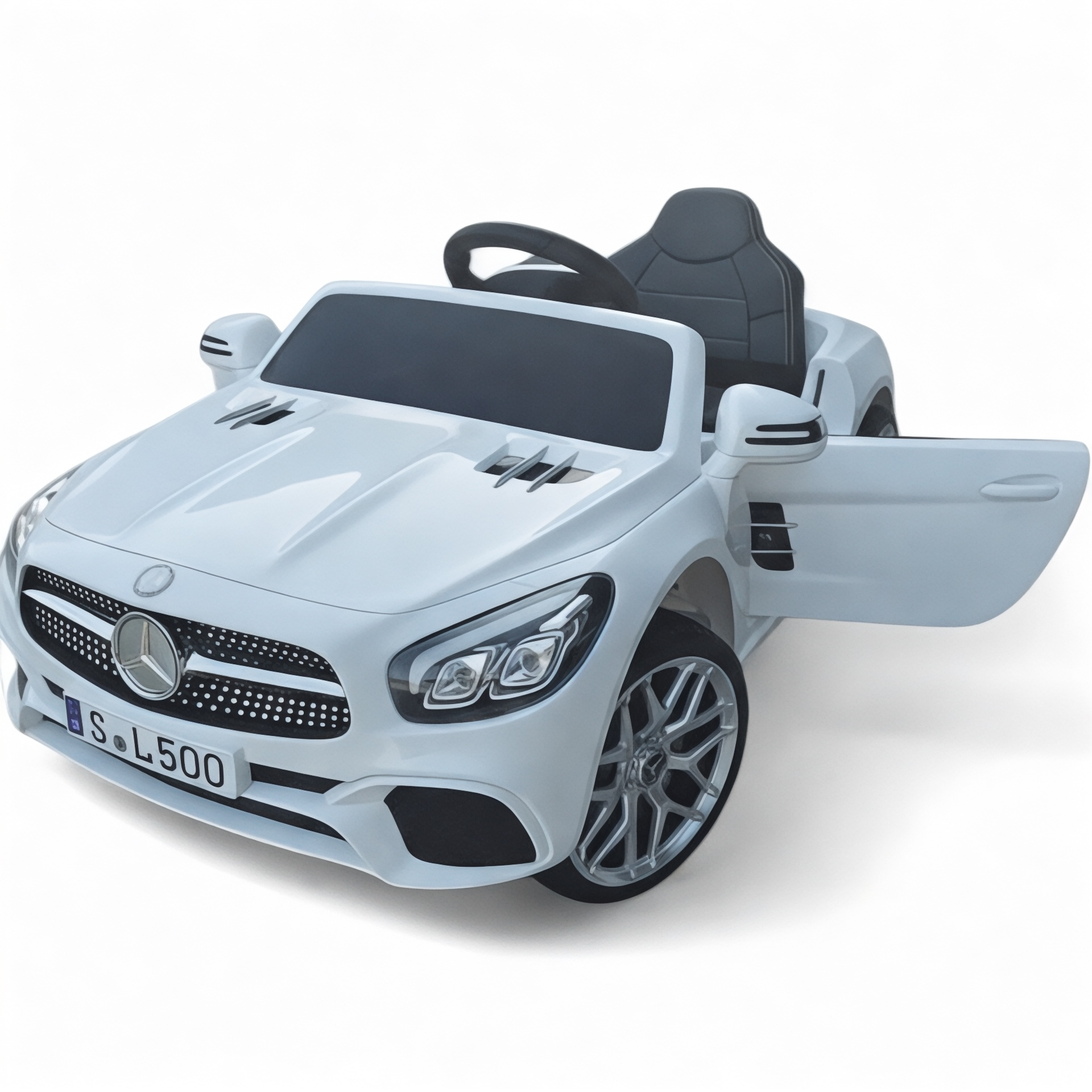 Coche Eléctrico para Niño MERCEDES SL500 12V Blanco c/ RODAS DE BORRACHA & ASIENTO EN PELE