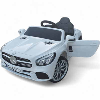 Coche Eléctrico para Niño MERCEDES SL500 12V Blanco c/ RODAS DE BORRACHA & ASIENTO EN PELE