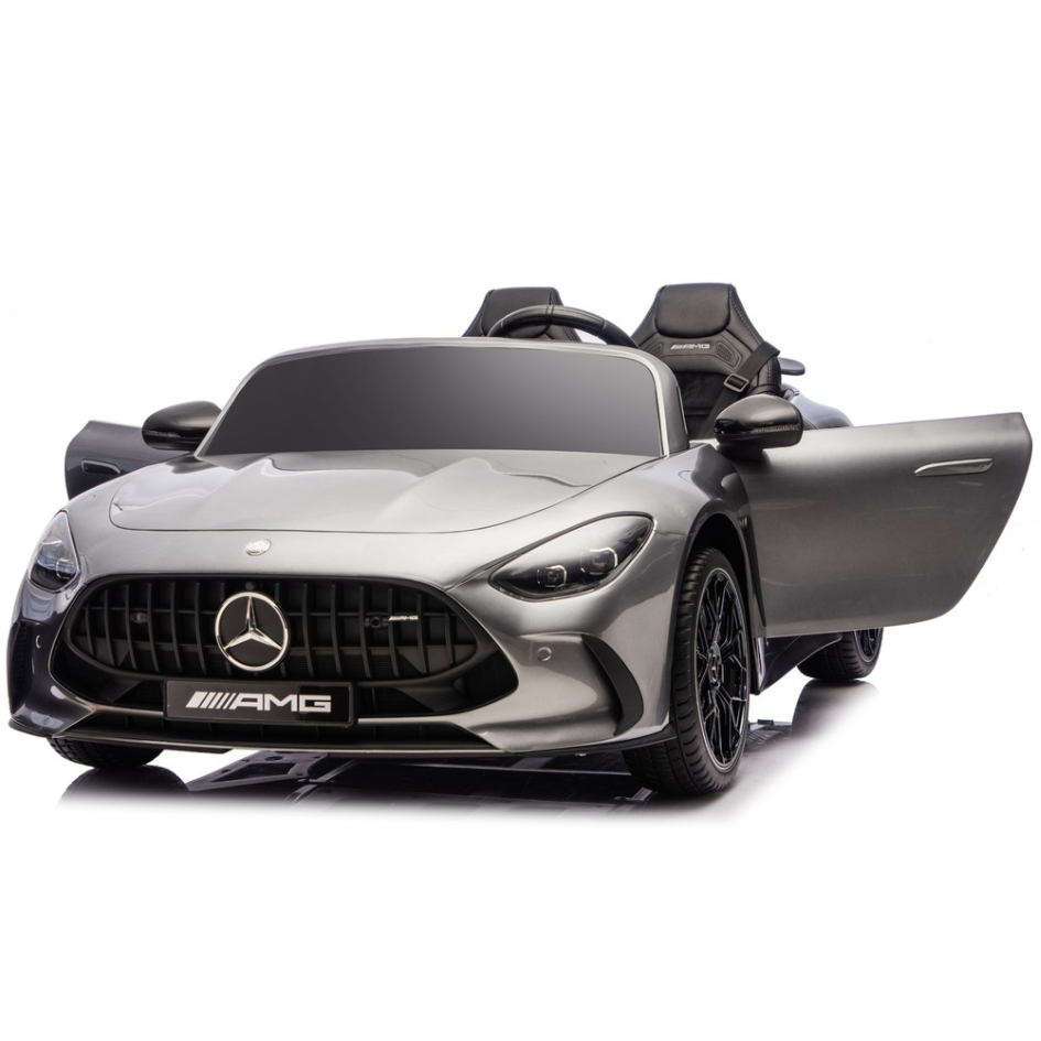 Coche Eléctrico para Niño MERCEDES GT63 24v XXL Gris Metalizado c/ MP4, RUEDAS DE GOMA & ASIENTO DE PIEL