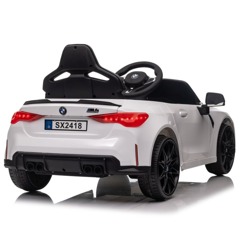 BMW M4 12V Branco – carro elétrico para criança (vista 4)