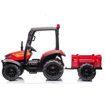 Tractor Eléctrico para Niños con Remolque 24v Azul c/ RUEDAS DE GOMA & ASIENTO DE PIEL
