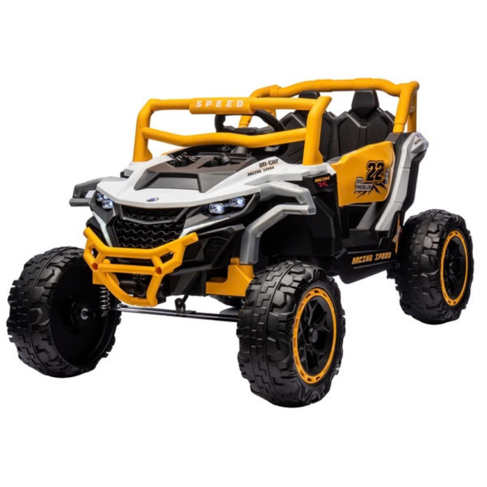 Coche Eléctrico para Niños Buggy Speed Amarillo y Blanco 4x4 12v con RUEDAS DE GOMA y ASIENTO DE PIEL ECOLÓGICA