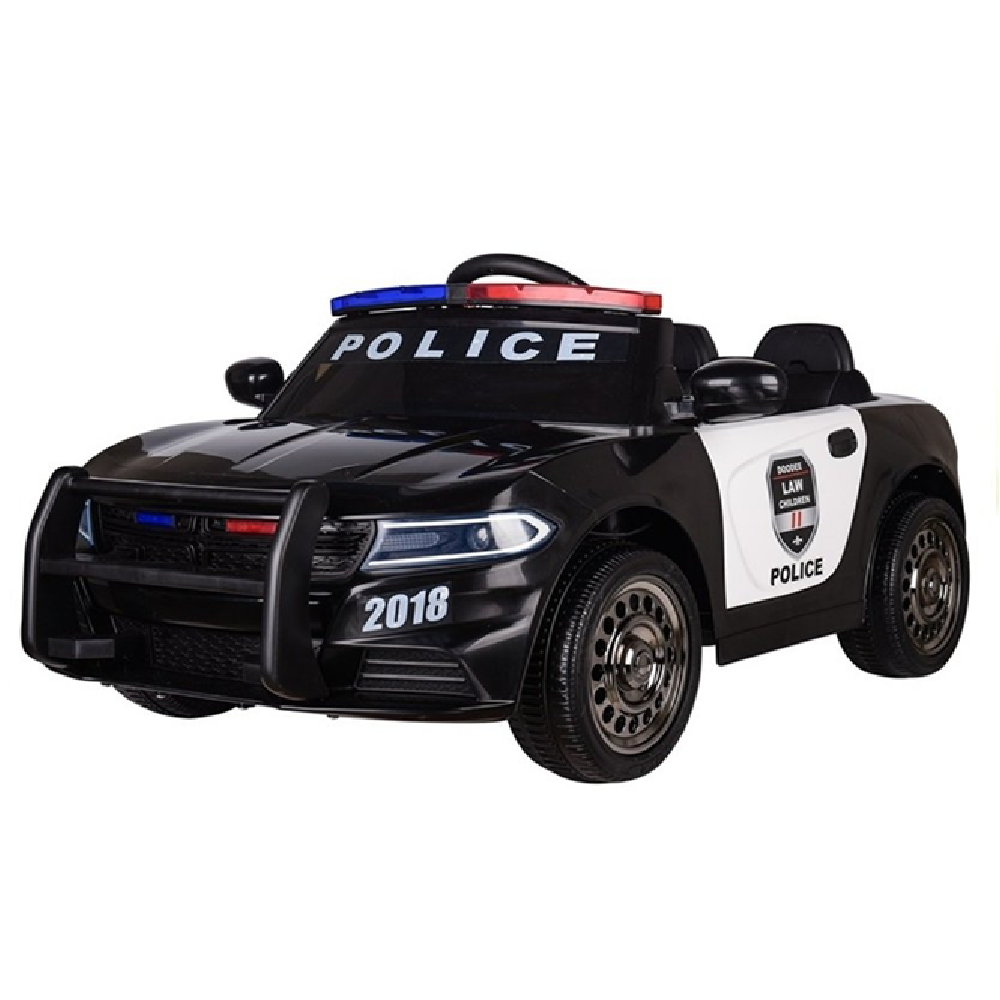 Coche Eléctrico para niño Policía 12v c/ RODAS DE BORRACHA & ASIENTO EN PELE