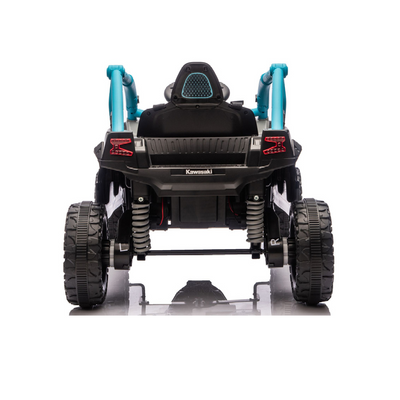 Coche Eléctrico para niño KAWASAKI 24V Negro y Azul c/ RUEDAS DE GOMA & ASIENTO DE PIEL