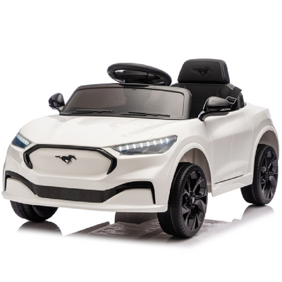 Coche Eléctrico para niño FORD MUSTANG MACH-E 24v Blanco c/ RODAS DE BORRACHA & ASIENTO EN PELE