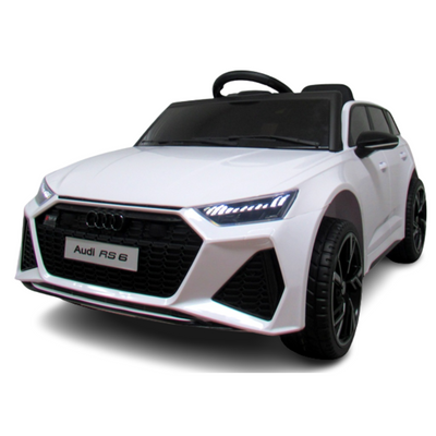 Coche Eléctrico para Niños AUDI RS6 12v Blanco c/ RUEDAS DE GOMA & ASIENTO DE PIEL