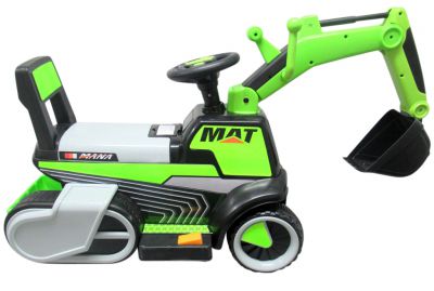 Excavadora Eléctrica Power Mat 6v Verde c/ Ruedas & Asiento de Plástico