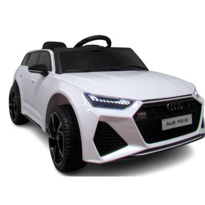 Coche Eléctrico para Niños AUDI RS6 12v Blanco c/ RUEDAS DE GOMA & ASIENTO DE PIEL