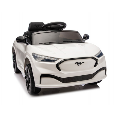 Coche Eléctrico para niño FORD MUSTANG MACH-E 24v Blanco c/ RODAS DE BORRACHA & ASIENTO EN PELE