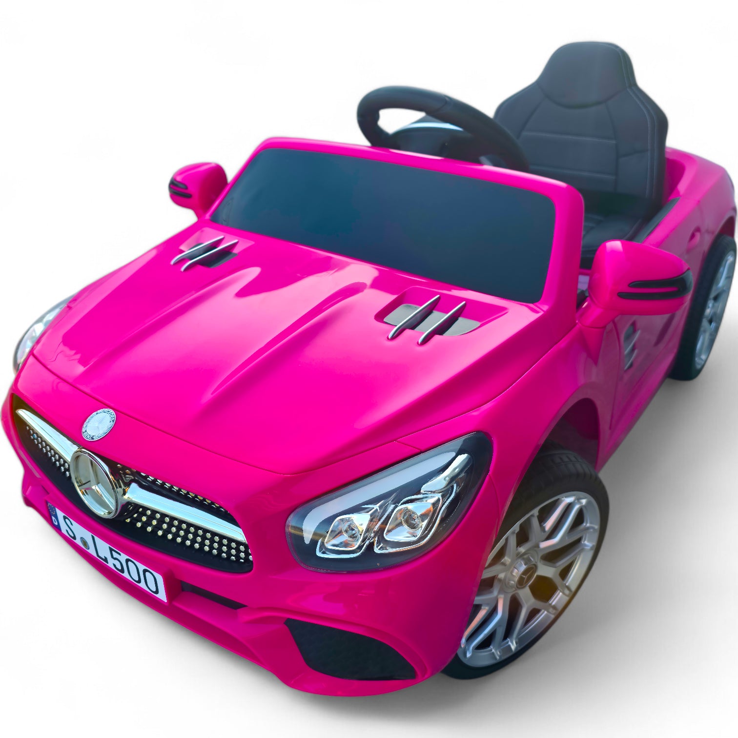 Coche Eléctrico para Niño MERCEDES SL500 12V Rosa c/ RODAS DE BORRACHA & ASIENTO EN PELE