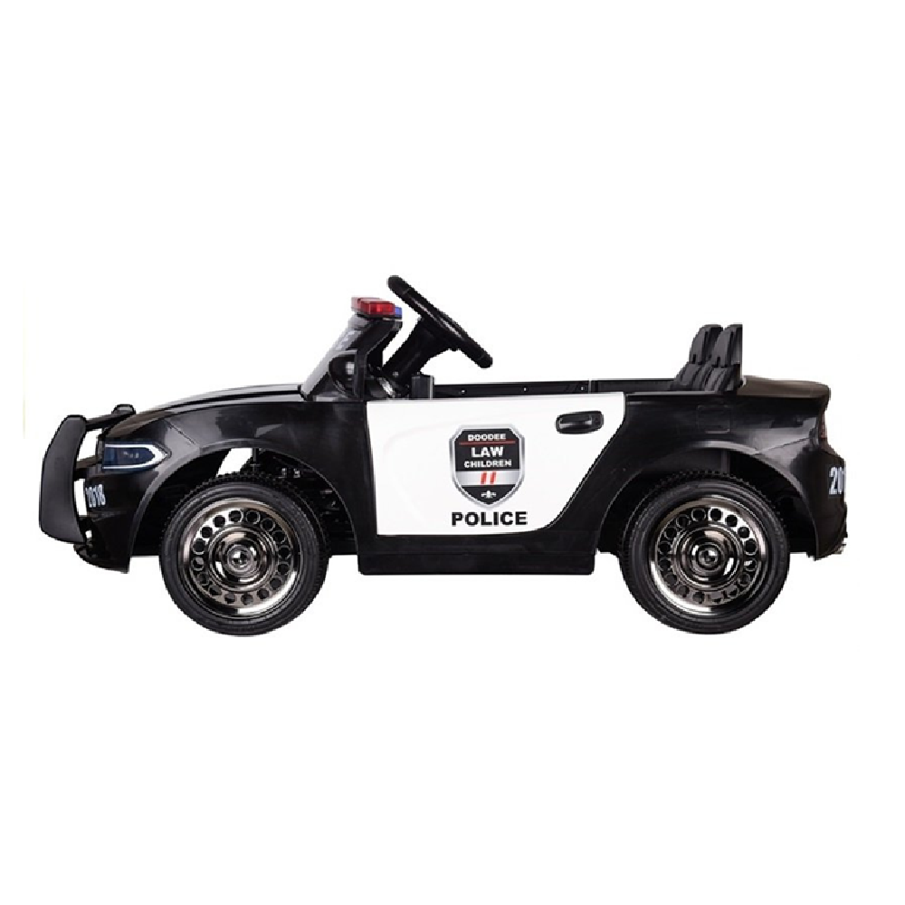 Coche Eléctrico para niño Policía 12v c/ RODAS DE BORRACHA & ASIENTO EN PELE